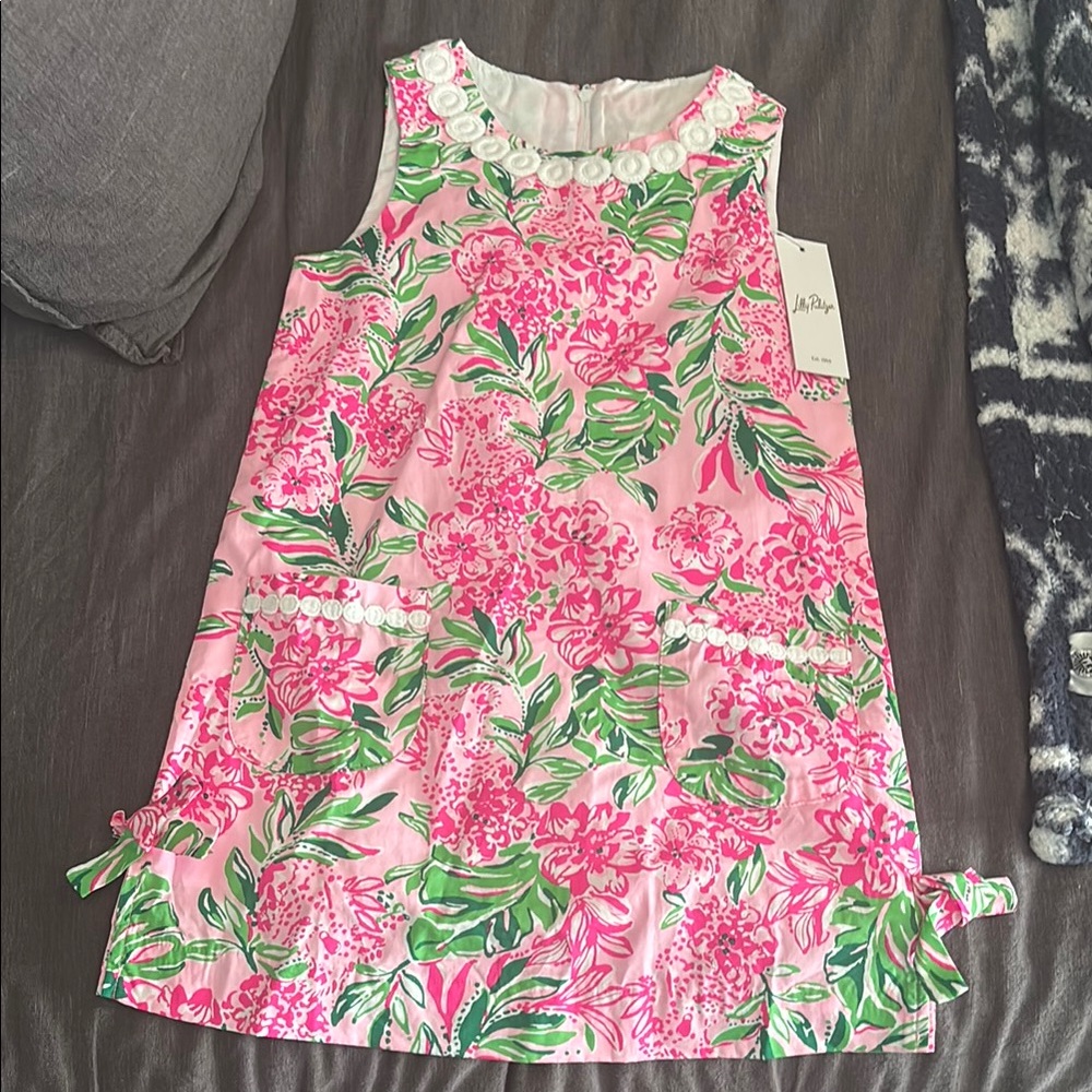 Brand New Lilly Pulitzer Floral Pink and Green Kids Dress